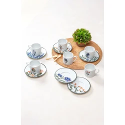 Набор кофейный Porland Flower Garden 04PPO000116, 6 персон, 12 шт, 180 мл, фарфор, белый