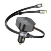 Автомобильное зарядное устройство Hoco NZ13 30W Type-C + Lightning Telescopic Cable(Black)
