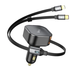 Автомобильное зарядное устройство Hoco NZ13 30W Type-C + Lightning Telescopic Cable(Black) Автомобильное зарядное устройство Hoco NZ13 30W Type-C + Lightning Telescopic Cable(Black)