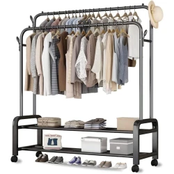 Передвижная вешалка для одежды HomeStore_JEH7, черный, металл, 110x40x150 см