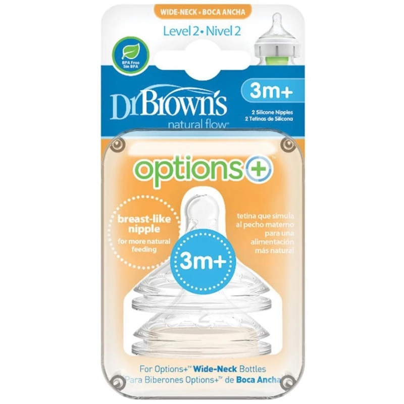 Силиконовая соска Dr Brown’s Options , с широким горлышком, 2 шт Силиконовая соска Dr Brown’s Options , с широким горлышком, 2 шт