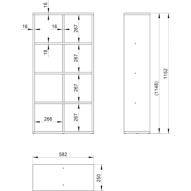 Стеллаж Mio Tesoro Мини 2.07.07.010.1, ЛДСП, белый, 58х25х115 см