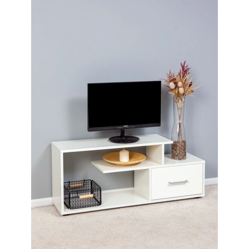 Тумба под ТВ ЛДСП, белая, 44x28x104 см Тумба под ТВ ЛДСП, белая, 44x28x104 см