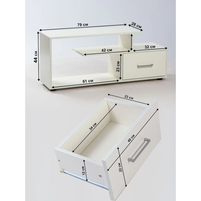 Тумба под ТВ ЛДСП, белая, 44x28x104 см Тумба под ТВ ЛДСП, белая, 44x28x104 см