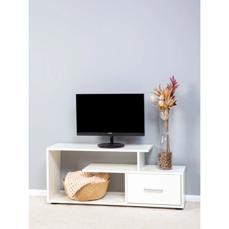 Тумба под ТВ ЛДСП, белая, 44x28x104 см Тумба под ТВ ЛДСП, белая, 44x28x104 см