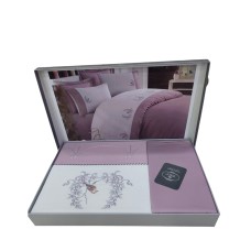 Yataq dəsti DO&GO DO12, yorğan üzü 200х220 sm, mələfə 220х240 sm, yastıq üzləri 70x70 sm, 50х70 sm, ikinəfərlik, satin, çəhrayı
