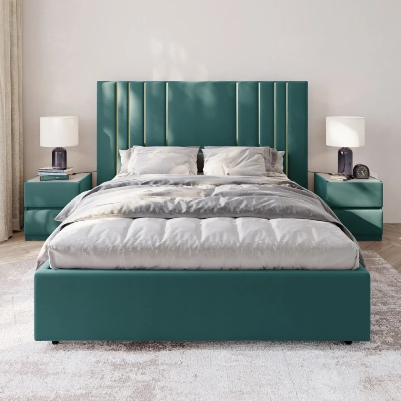 İki nəfərlik çarpayı Art_ikili_yataq 49, laminat, firuzəyi, 200x200x120 sm