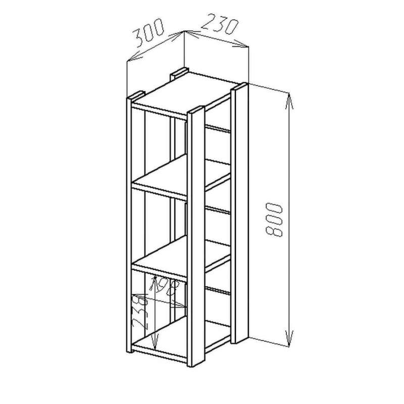 Стеллаж 3563_StellajGostSomona, 80x23x30 см, ЛДСП, бежевый