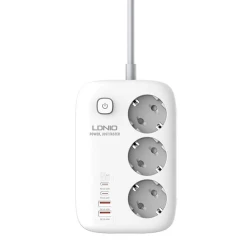 Сетевой фильтр LDNIO SE3436 White, 3-розеточный