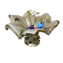 Фруктовница Murano 30х17 см, стекло, бежевый/золотой