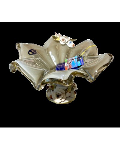 Meyvə kasası Murano 30х17 sm, şüşə, bej/qızılı