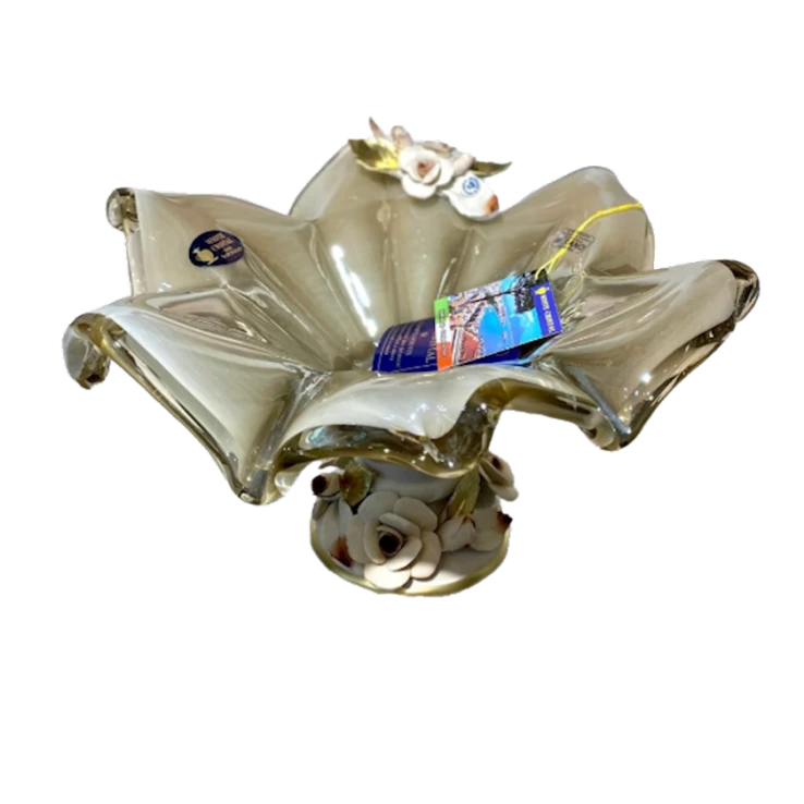 Фруктовница Murano 30х17 см, стекло, бежевый/золотой Фруктовница Murano 30х17 см, стекло, бежевый/золотой