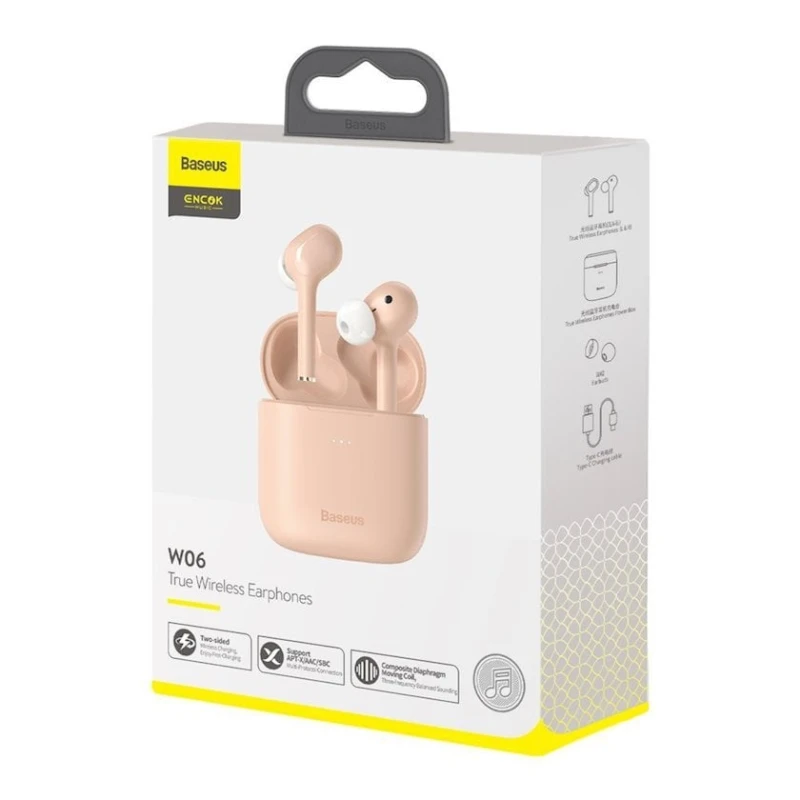 Беспроводные наушники Baseus Encok True Wireless Earphones W06 Pink NGW06-04