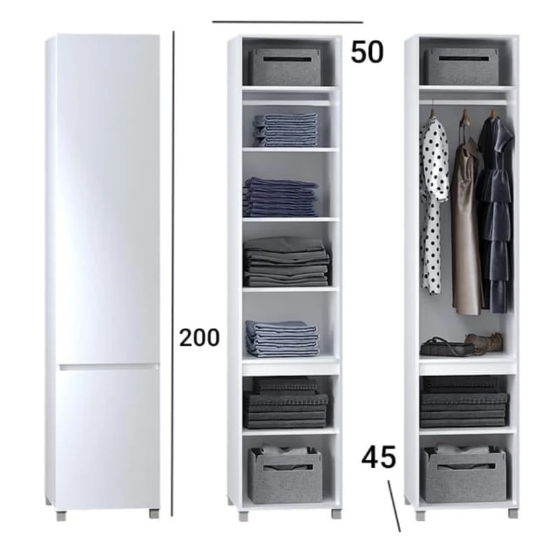 Шкаф ev_12116127, ламинат, белый, 50x45x200 см Шкаф ev_12116127, ламинат, белый, 50x45x200 см