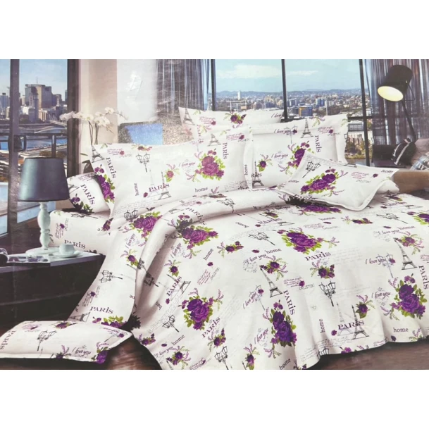 Комплект постельного белья MiraNova CTS-516, сатин, разноцветный, простыня 200х220 см, пододеяльник 200x220 см, наволочка 50x70 см (2 шт)