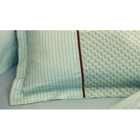 Комплект постельного белья Yataş CharMe Rowena, пододеяльник 200х220 см, простыня 240х260 см, наволочка 50х70 см (4 шт), двуспальный, хлопок/полиэстер, зеленый