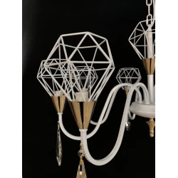 Люстра подвесная Şəms Aydınlatma 85020-8, 8 ламп, белая/золотистая, металл/кристалл, 75x65 см - 8129-8WT Люстра подвесная Şəms Aydınlatma 85020-8, 8 ламп, белая/золотистая, металл/кристалл, 75x65 см - 8129-8WT