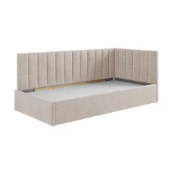 Односпальная кровать Art_tek_yataq (100) 18, ламинат/текстиль, серая, 200x85x100 см