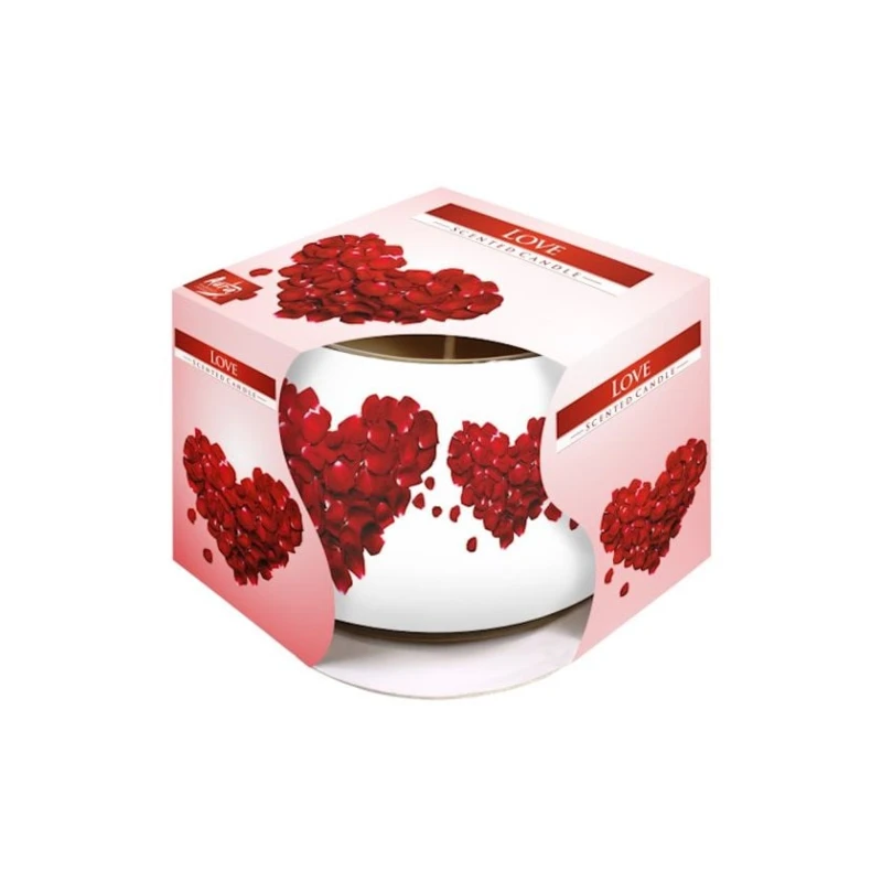 Ətirli şam Bispol Sevgi 7х8 sm, parafin, 20 saat yanma, stəkanda, ağ Ətirli şam Bispol Sevgi 7х8 sm, parafin, 20 saat yanma, stəkanda, ağ