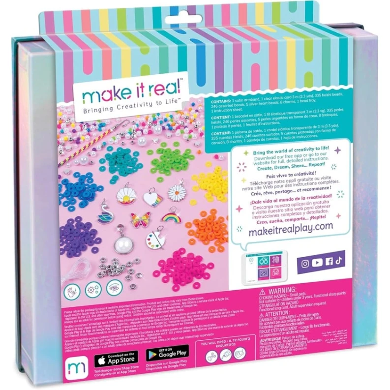 Qolbaqların hazırlanması üçün dəst Make it Real Rainbows and Pearls, 8+ yaş Qolbaqların hazırlanması üçün dəst Make it Real Rainbows and Pearls, 8+ yaş
