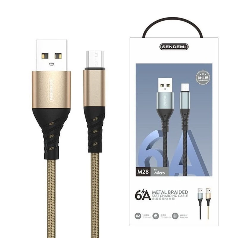 Kabel USB Sendem M28 Fast Charging Lightning Type C Gold Kabel USB Sendem M28 Fast Charging Lightning Type C Gold