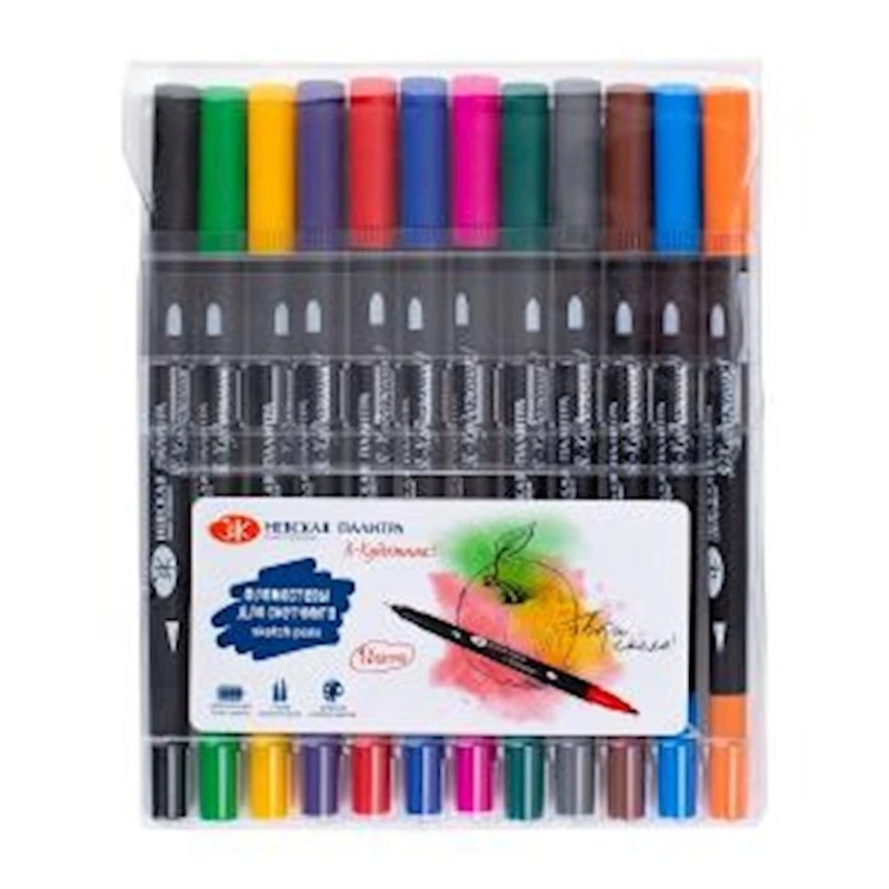 Набор фломастеров Невская палитра Я-Художник, двусторонних, для скетчинга, 12шт Набор фломастеров Невская палитра Я-Художник, двусторонних, для скетчинга, 12шт