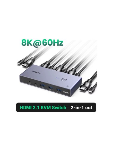 Док-станция Ugreen HDMI 2.1 KVM Switch 8K 60Hz