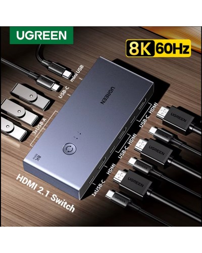 Док-станция Ugreen HDMI 2.1 KVM Switch 8K 60Hz