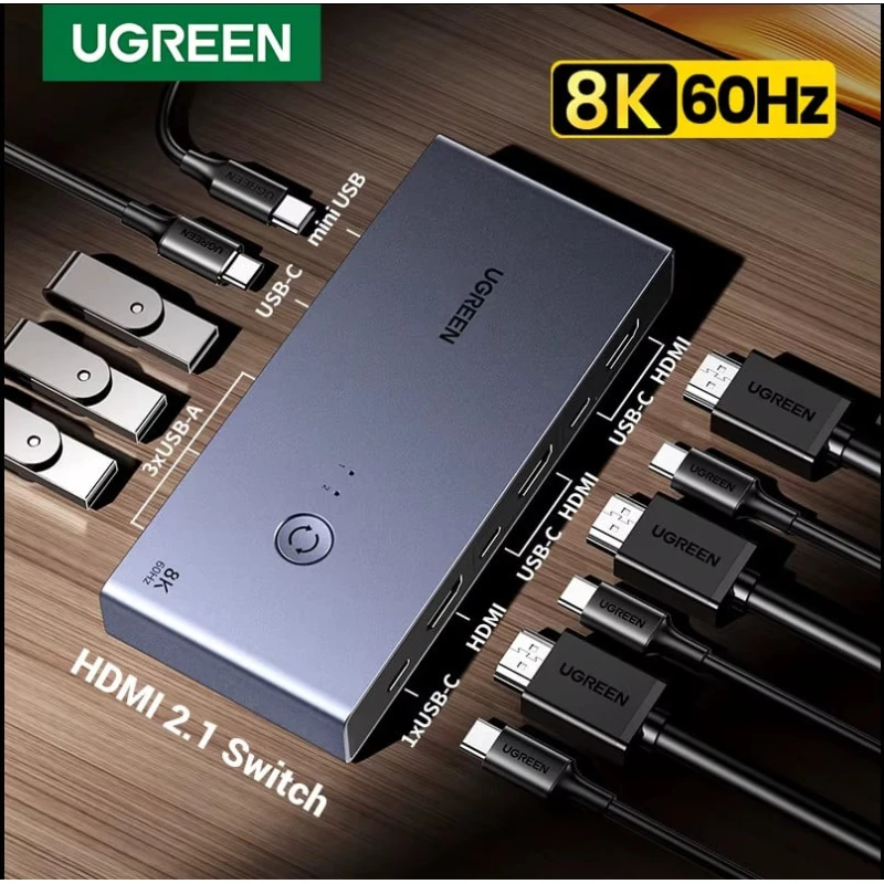 Док-станция Ugreen HDMI 2.1 KVM Switch 8K 60Hz Док-станция Ugreen HDMI 2.1 KVM Switch 8K 60Hz