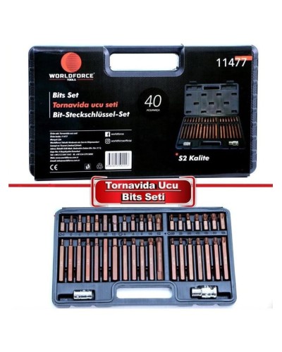 Əl aləti dəsti Worldforce 11477, 40 parça