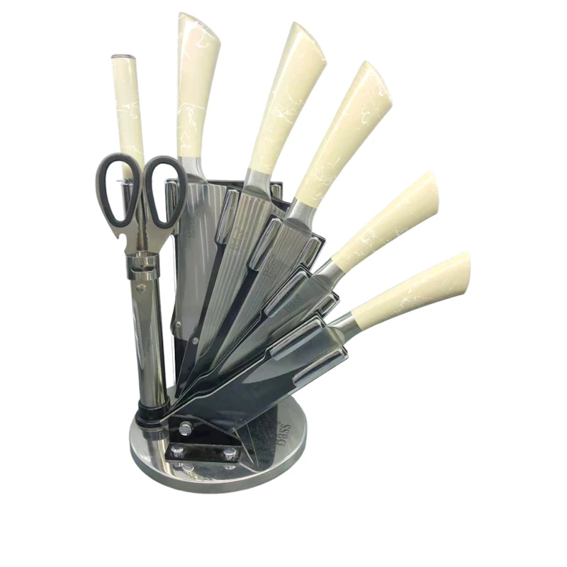 Bıçaq dəsti HMSD_BN3C metal tutacaq, krem, 7 əd