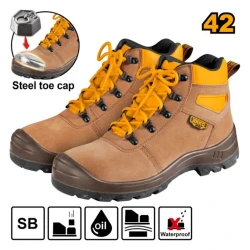 Ботинки Ingco SSH02SB.42, коричневый, сталь/полиуретан, размер 42