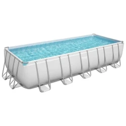 Каркасный наземный бассейн Bestway Power Steel 5612B, прямоугольный, 640x274x132 см, серый