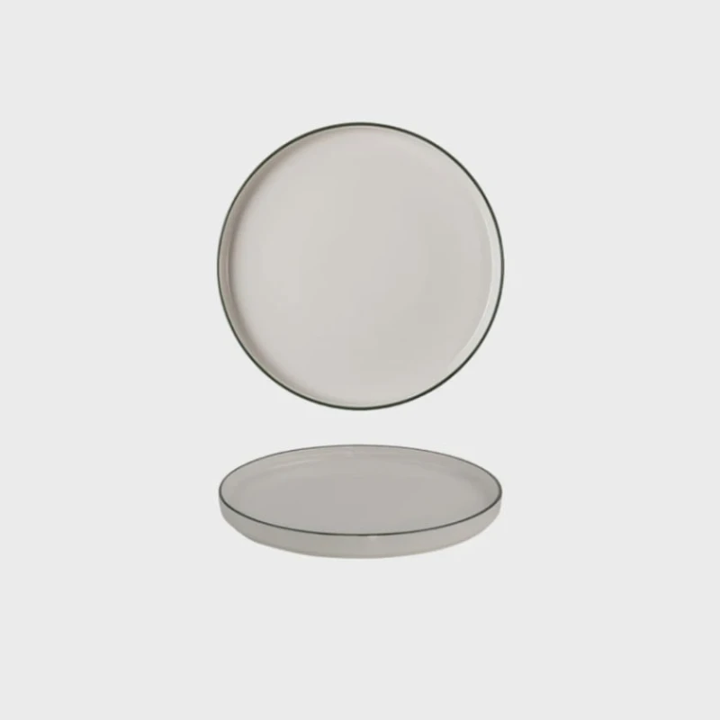 Тарелка ID-Fine Modest Green, фарфор, белая/зеленая, 21 см Тарелка ID-Fine Modest Green, фарфор, белая/зеленая, 21 см