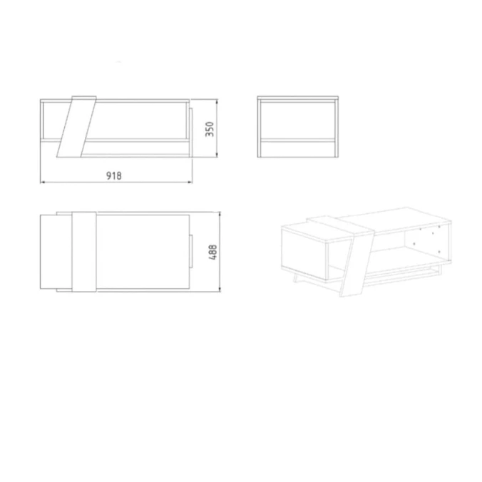 Jurnal masası ev_12116140, laminat, ağ/qəhvəyi, 91x48x35 sm