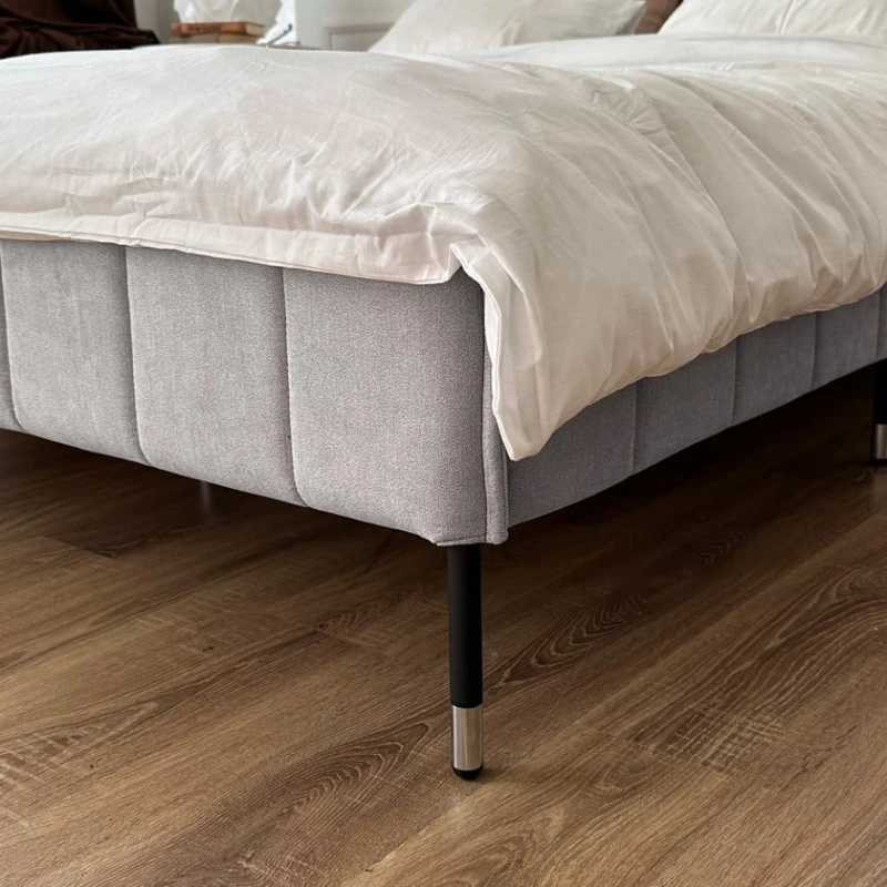 Двуспальная кровать Art_ikili_yataq 93, ламинат/текстиль, серая, 120x160х200 см