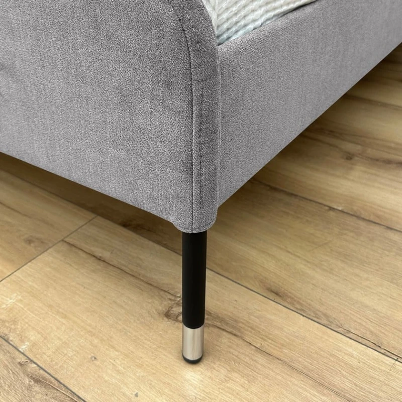 Двуспальная кровать Art_ikili_yataq 93, ламинат/текстиль, серая, 120x160х200 см