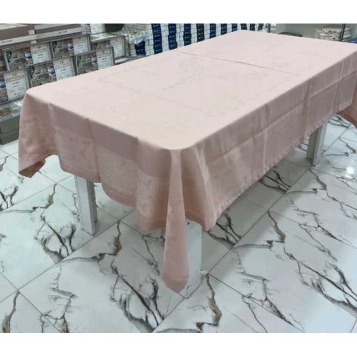 Скатерть MiraNova FS-657, тефлоновая, розовая, 160x220 см