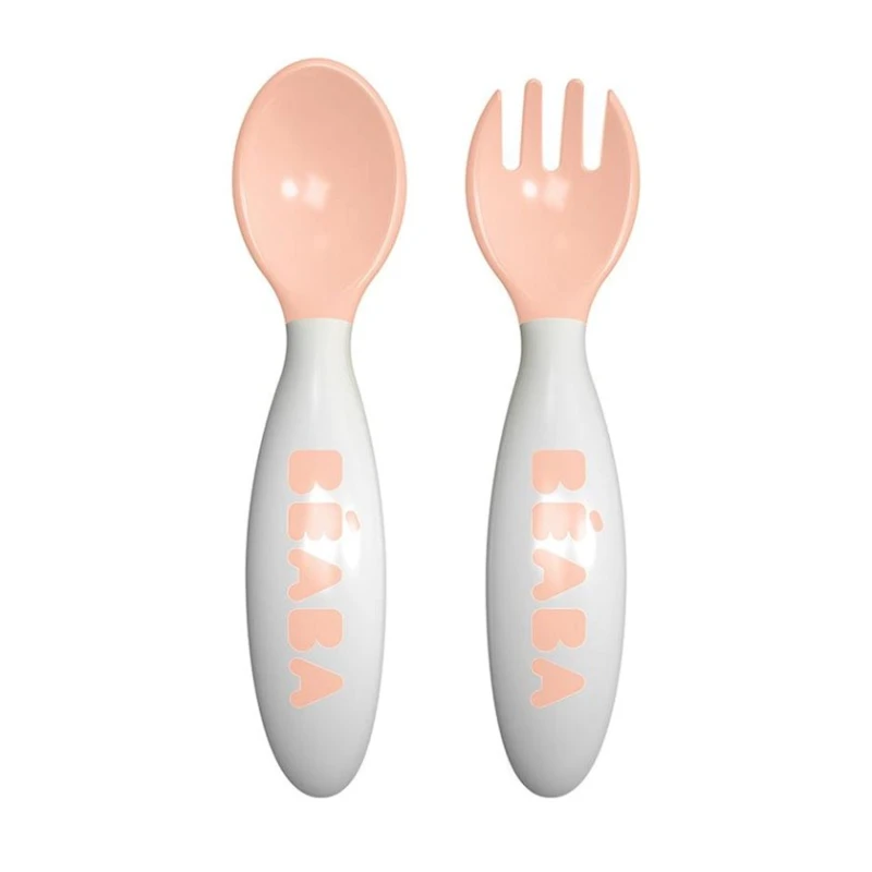 Набор ложка и вилка Beaba, розовый, 7x2x15 см