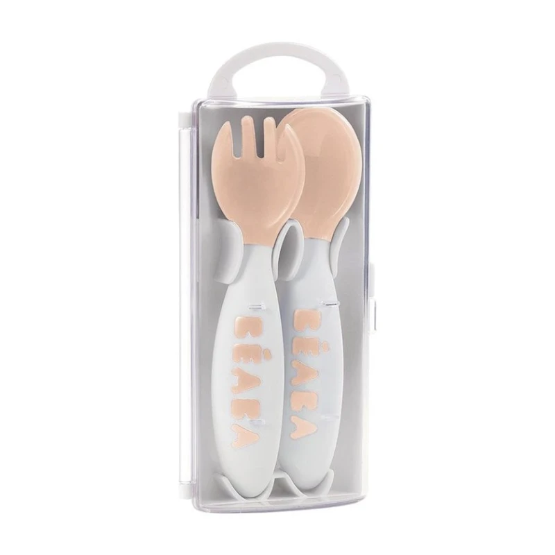 Набор ложка и вилка Beaba, розовый, 7x2x15 см