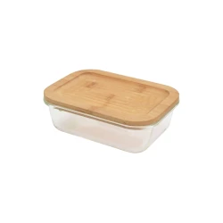 Konteyner Excellent Houseware, 640 ml, bambuk/şüşə