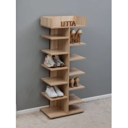 Подставка для обуви Letta, 50х32х125 см, ЛДСП, бежевая Подставка для обуви Letta, 50х32х125 см, ЛДСП, бежевая