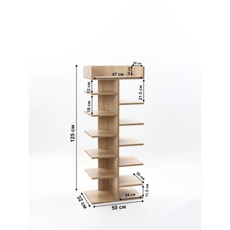 Подставка для обуви Letta, 50х32х125 см, ЛДСП, бежевая Подставка для обуви Letta, 50х32х125 см, ЛДСП, бежевая