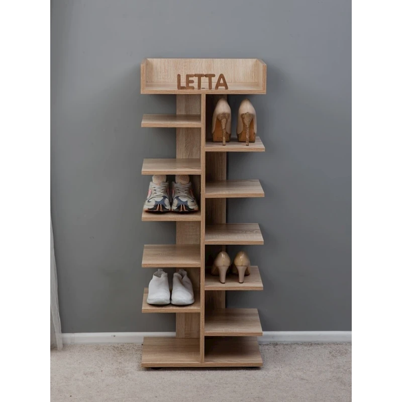 Подставка для обуви Letta, 50х32х125 см, ЛДСП, бежевая Подставка для обуви Letta, 50х32х125 см, ЛДСП, бежевая