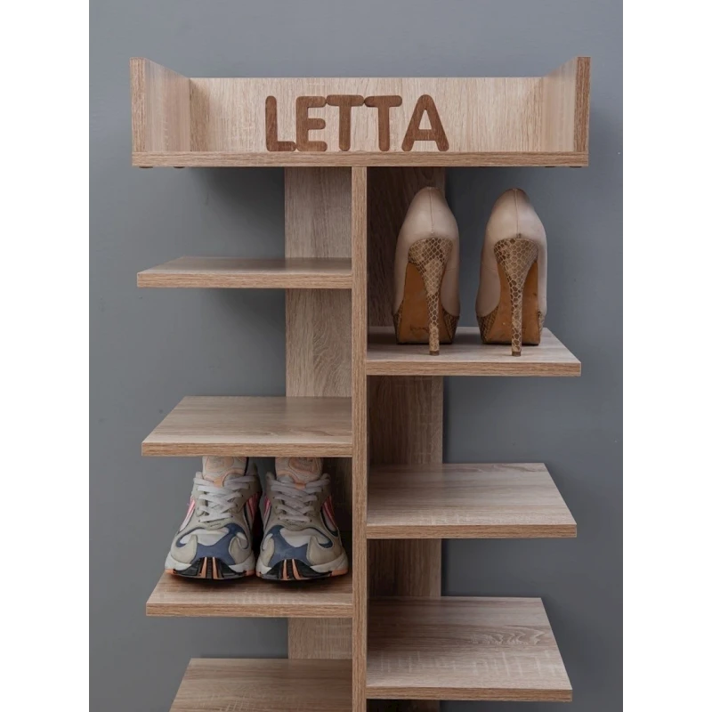 Подставка для обуви Letta, 50х32х125 см, ЛДСП, бежевая Подставка для обуви Letta, 50х32х125 см, ЛДСП, бежевая