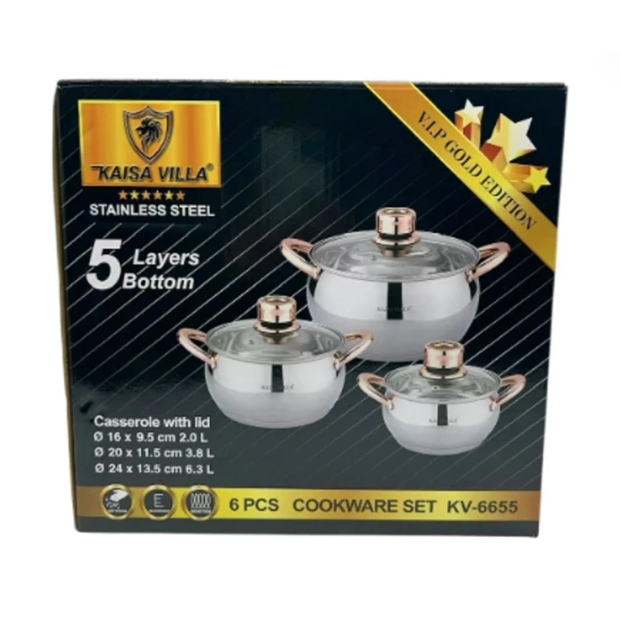 Набор посуды Kaisa Villa KV-6655 нержавеющая сталь, 6 предметов Набор посуды Kaisa Villa KV-6655 нержавеющая сталь, 6 предметов