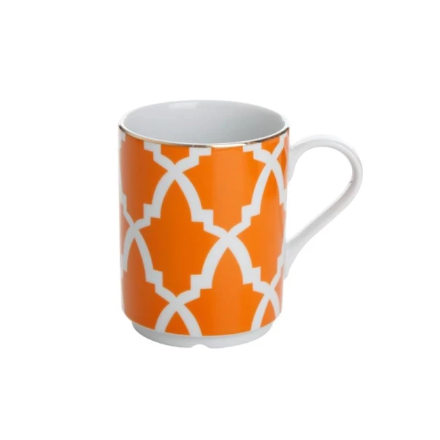 Krujka Porland Morocco Desen3, farfor, ağ/narıncı, 340 ml