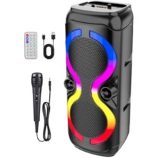 ZQS8239 Portativ Partnyor 8 düymlük iki dinamikli, Super Bass, RGB İşıqlı və Mikrofonlu Simsiz Speaker Novatech_zqs8239