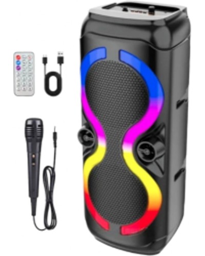 ZQS8239 Portativ Partnyor 8 düymlük iki dinamikli, Super Bass, RGB İşıqlı və Mikrofonlu Simsiz Speaker Novatech_zqs8239