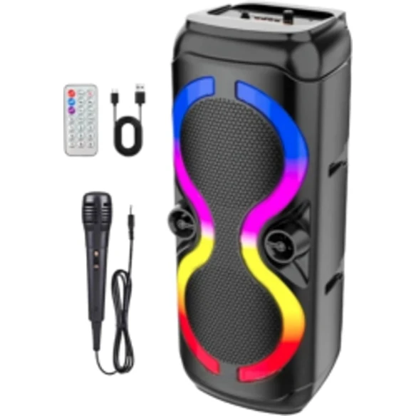 ZQS8239 Портативный 8-дюймовый двойной динамик, супербас, RGB-подсветка и беспроводной динамик с микрофоном Novatech_zqs8239 ZQS8239 Портативный 8-дюймовый двойной динамик, супербас, RGB-подсветка и беспроводной динамик с микрофоном Novatech_zqs8239